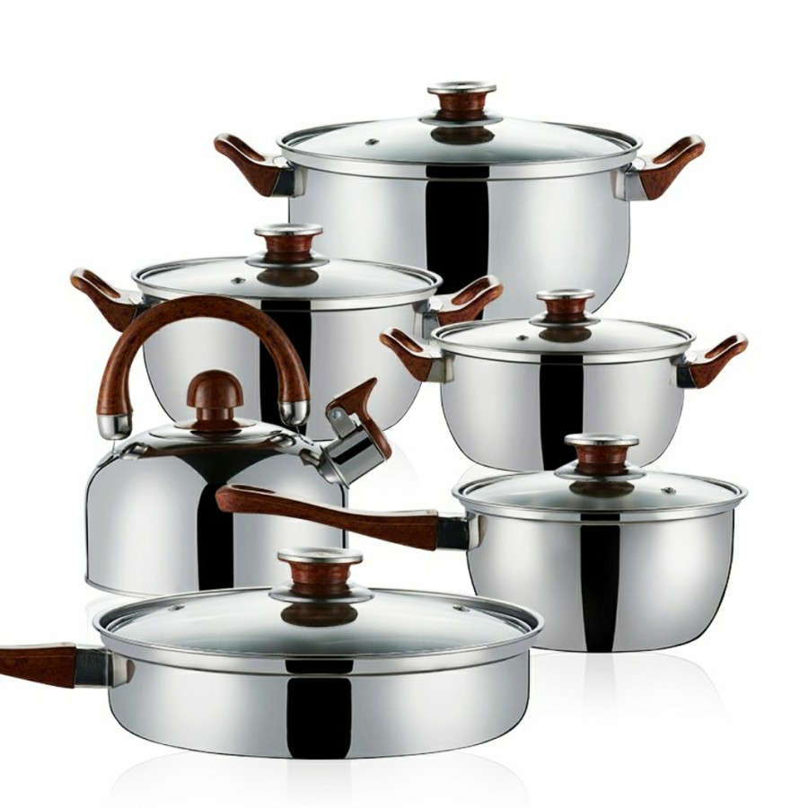 Panci Set/Panci HC 12Pcs/Cookware gagang kayu