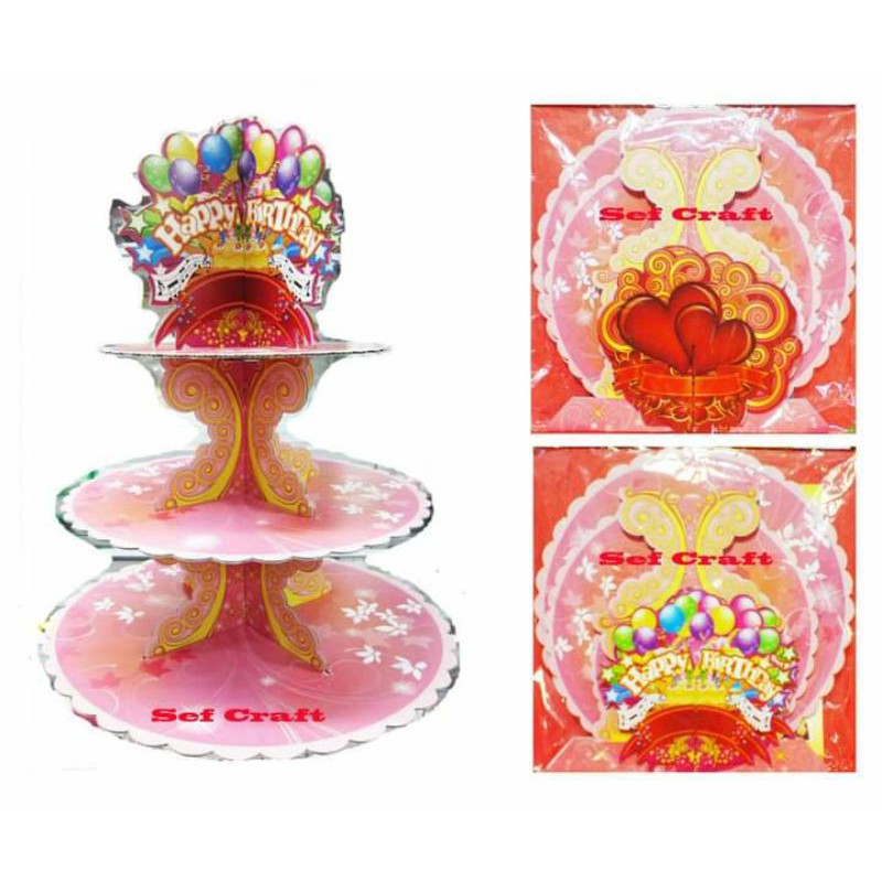 

Cardboard dessert / cupcake stand 3 tier TSF Malaysia ( ASSEMBLE ) .. FREE BUBBLE WRAP