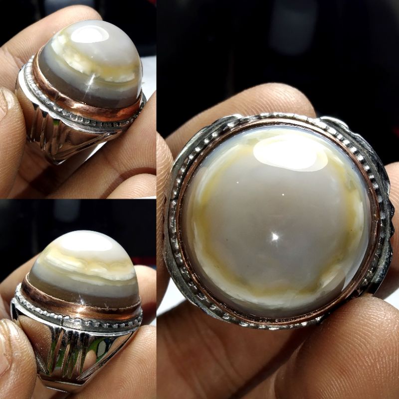 CINCIN BATU AKIK NATURAL YAMAN PUSER BUMI MOTIF ANTIK ASLI 100%  KUALITAS SUPER ISTIMEWA