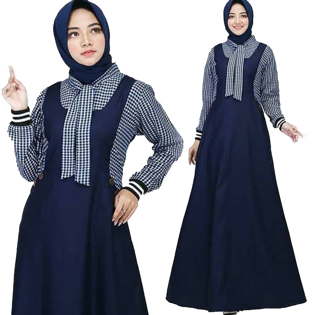 Baju gamis wanita terbaru model pesta kekinian moscrepe polos HANUMI