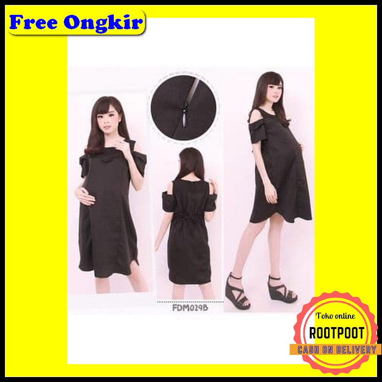 Mama Hamil Dress Ibu Hamil Menyusui Baju Hamil Gamis Dalaman Polos Pre Dress Hamil Dan Menyusui Lfdm