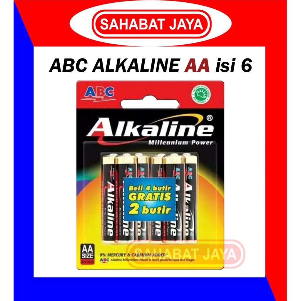 Baterai / Batre / Battery ABC Alkaline AA / A2 isi 6 pcs / 6 biji