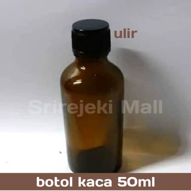 Botol kaca coklat 50ml tutup ulir hitam