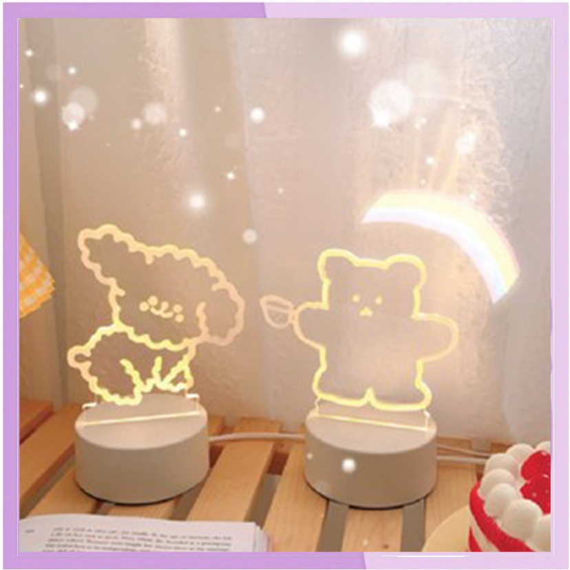 Lampu Meja Led Lampu Beruang 3 mode warna Teddy Bear Poodle Cute Ambience Night Lamp Lampu Tidur