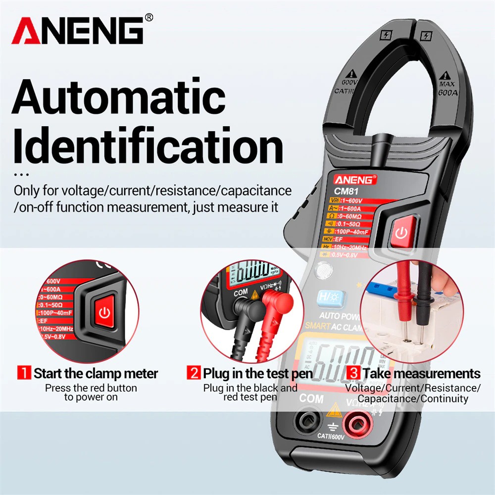 ANENG Digital Clamp Meter - CM81 - Red