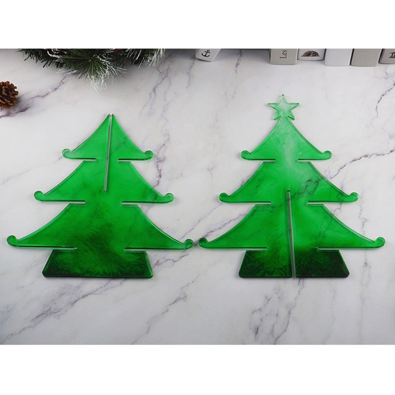 Glitter 3-Tier Christmas Tree Cake Stand Tray Epoxy Resin Mold Fruit Tray Silicone Mould Christmas Theme Decor DIY Art Crafts