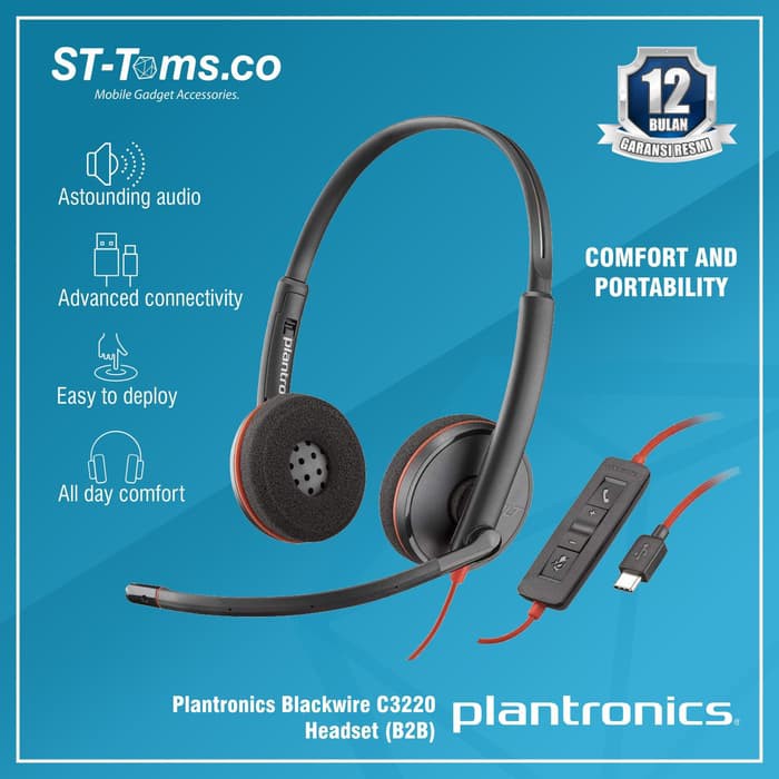 Plantronics Blackwire C3220 Headset (B2B) - USB A