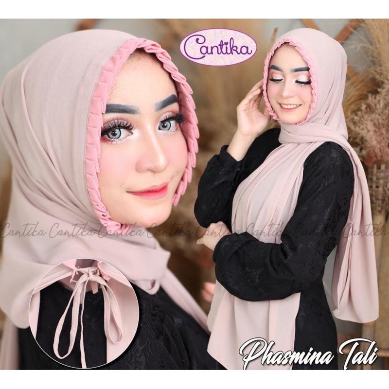 Cantika kcb pashmina lipit kombinasi dua warna / Kerudung Wanita