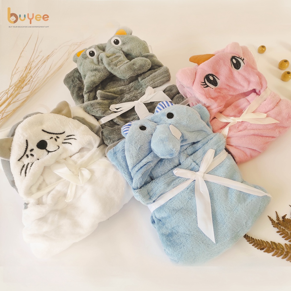 Selimut Bayi Topi Boneka Karakter Hewan | Lembut Fleece