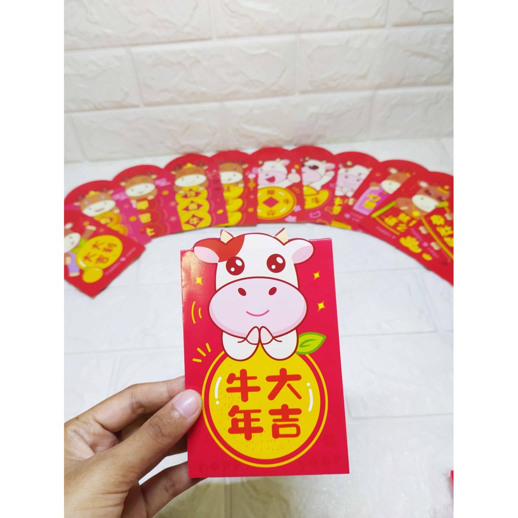 Angpao sedang happy moo mix cantik lucu ceria isi 12 pcs