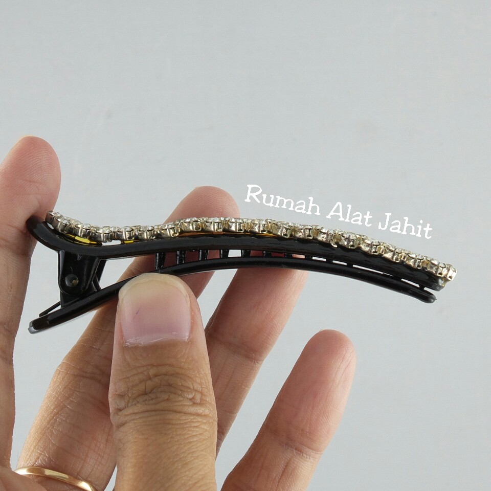 Jepit Rambut / Hair Clip Permata Baris 8cm (sepasang)