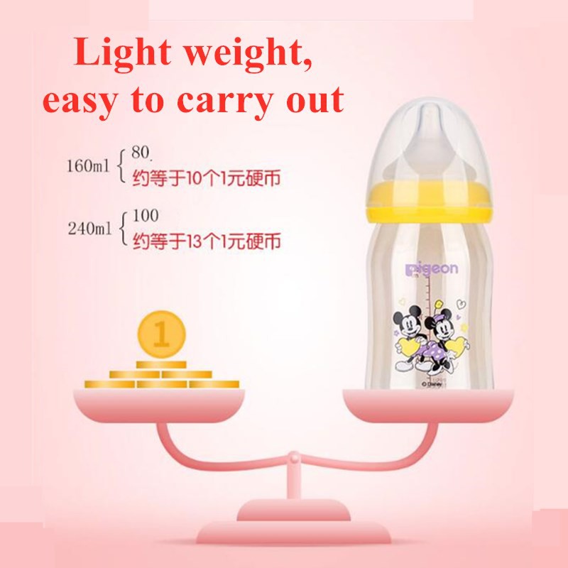 botol pigeon Pigeon Wide Neck Bottle Susu PPSU  With Peristaltic Nipple ( Mickey )-Ready Stock MIAOLING (160ml/5oz,240ml/8oz)