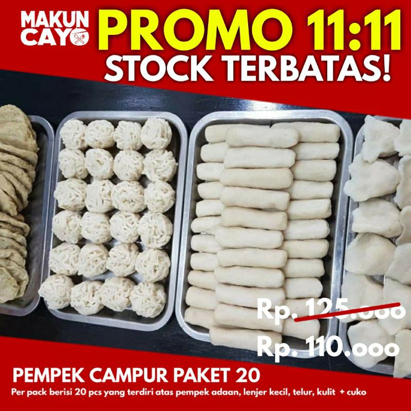 

[PROMO 11:11] PEMPEK CAMPUR isi 20 + CUKO