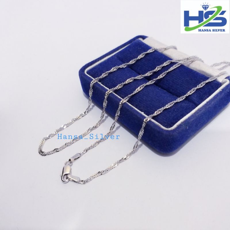 Kalung Perak Silver Asli 925 Lapis Emas Putih Rantai Borsalino Lilit - Kalung Perak Wanita Anti Karat