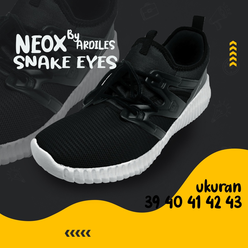 Sepatu Casual Pria Model Snake Eyes HITAM Ardiles Neox