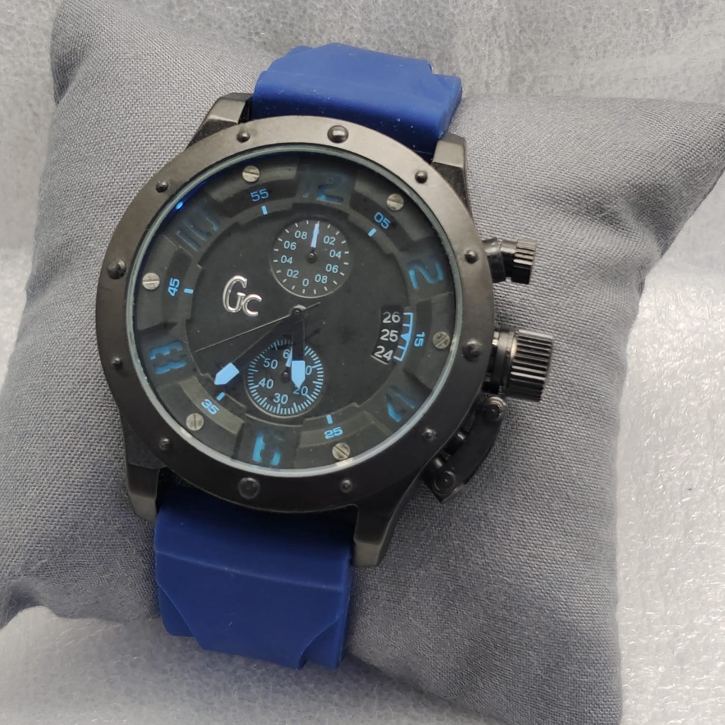 Jam Tangan Pria E41803T Tali Rubber Tanggal Chrono Aktif Free Box &amp; Baterai