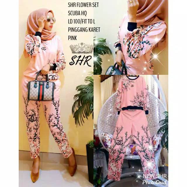 SHR SAHIRA ORI PREMIUM GAMIS SYARI / FLOWER SET CELANA SETCEL SCUBA HQ