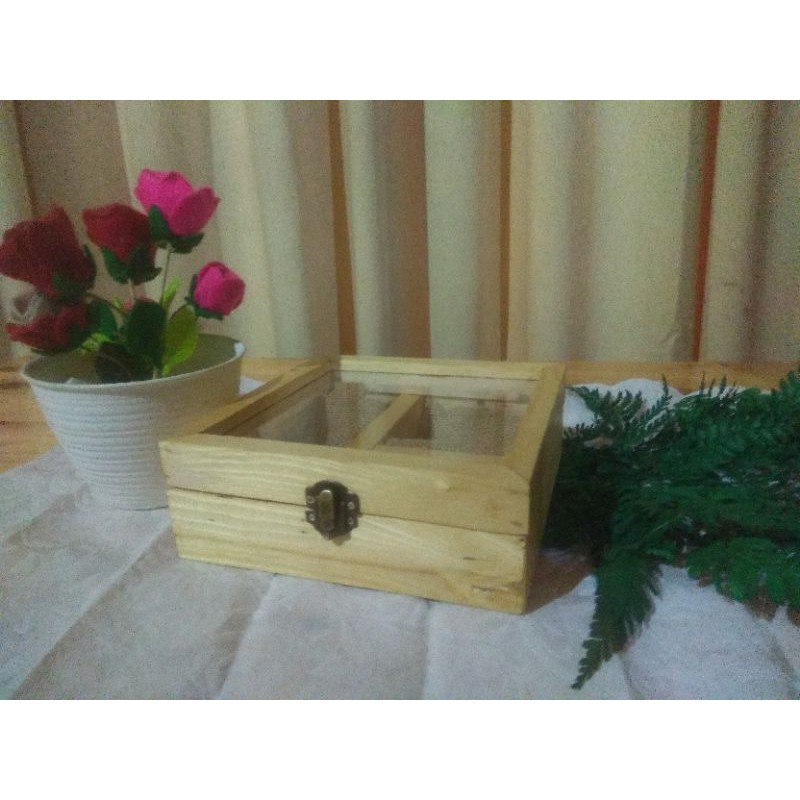 WOODEN ACRYLIC BOX/KOTAK PERHIASAN KAYU JATI BELANDA