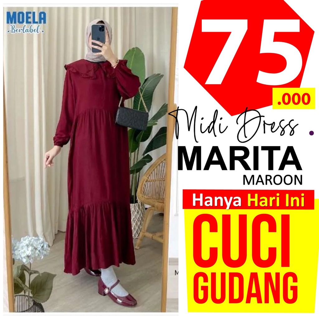 MIDI DRESS LURIS / (READY STOK)COD~LURIS MIDI DRESS/MIDI DRESS LURIS/DRESS MIDI / URIS MIDI RAYON VI