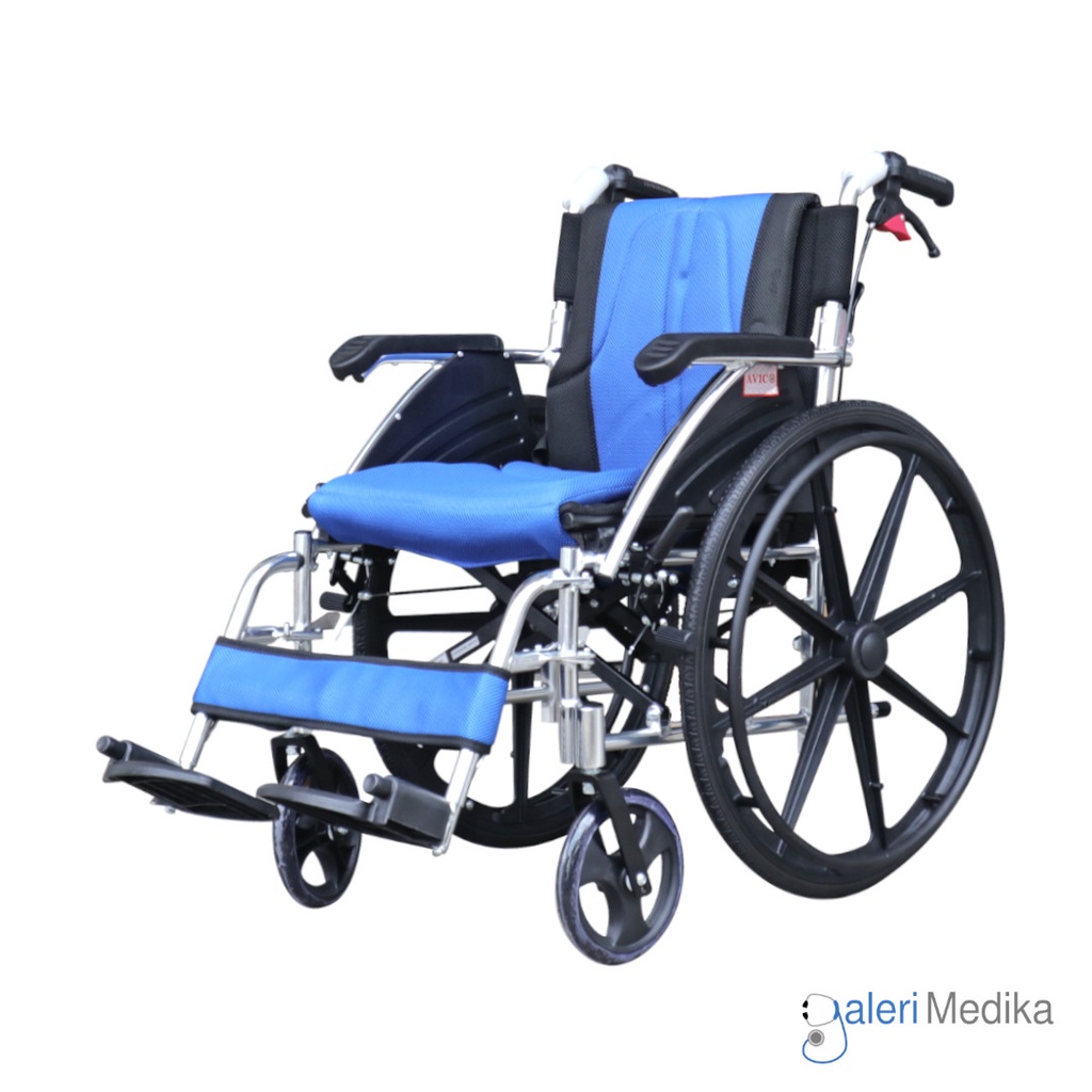 Kursi Roda Aluminium Avico Atlas Deluxe / Aluminium Wheelchair Busa Tebal Nyaman (Khusus GOJEK)