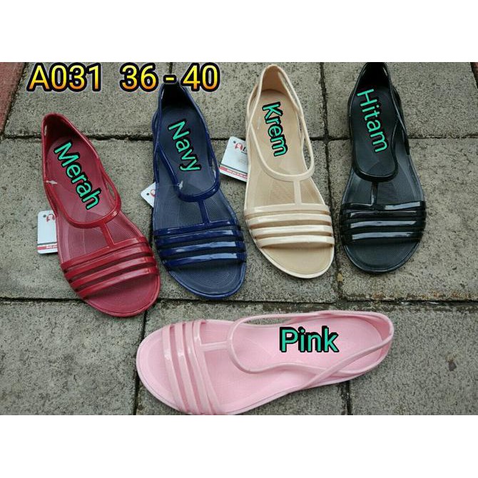 PROMO A031PLS SANDAL WANITA FLAT KARET JELLY LUOFU SENDAL WANITA MURAH TERLENGKAP