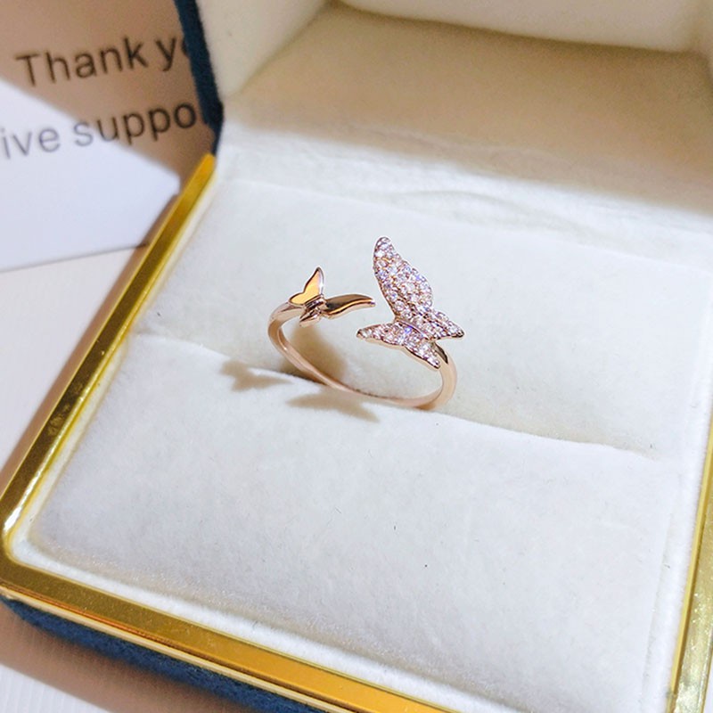 Cincin Model Terbuka Dapat Disesuaikan Desain Pita Gaya Korea