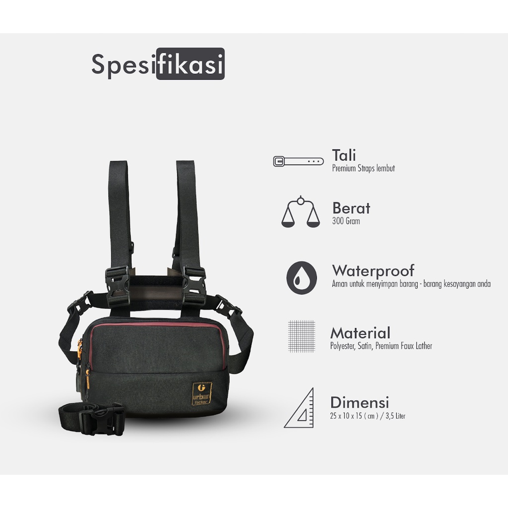 SKIVE BLACK |ManNeedMe x URBAN| Tas Selempang Pria Tas Dada Tas Pinggang Pria ORIGINAL