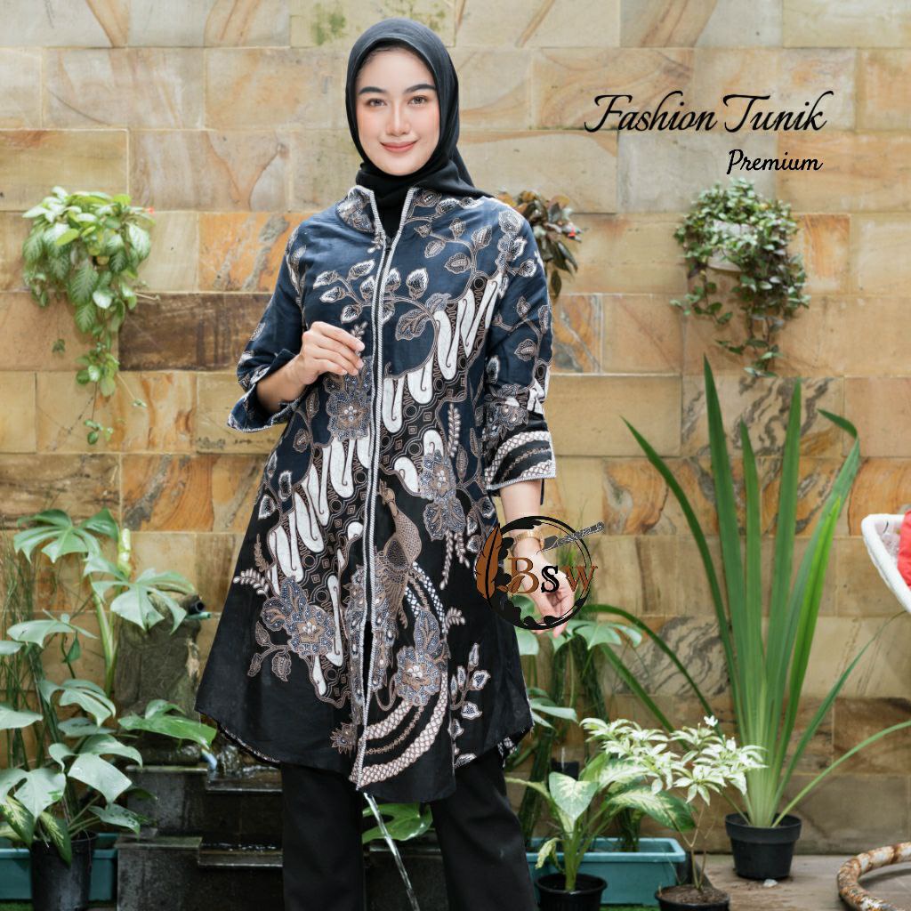 TUNIK BATIK MODERN Tunik Batik Wanta M L XL XXL JUMBO REsliting Depan Busui