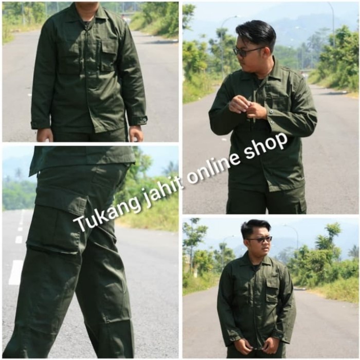 Stelan PDL Menwa/Seragam TNI - Hijau Army, XL