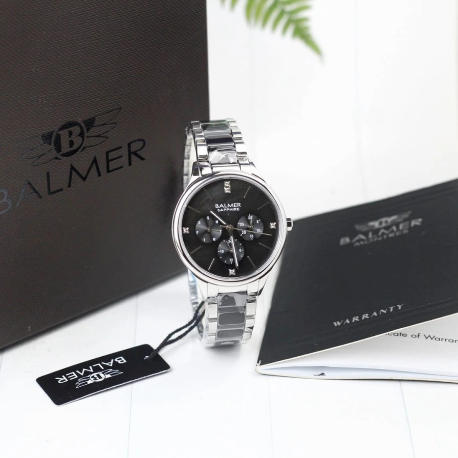 Balmer 8157 jam tangan wanita rantai stainless keramik chrono multifungsi Original Stainless Steel