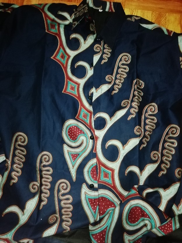 Kawunggaling Navy Pendek Kemeja Batik Pria Full Furing Bahan Katun Primisima