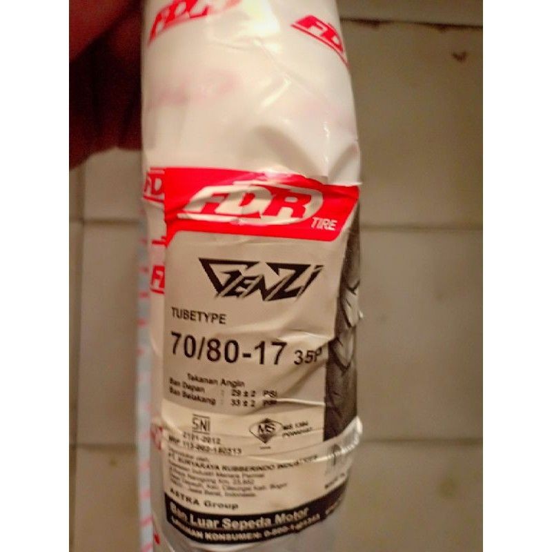 ban luar fdr genzi ring 17 ukuran 70-80/17 ban motor