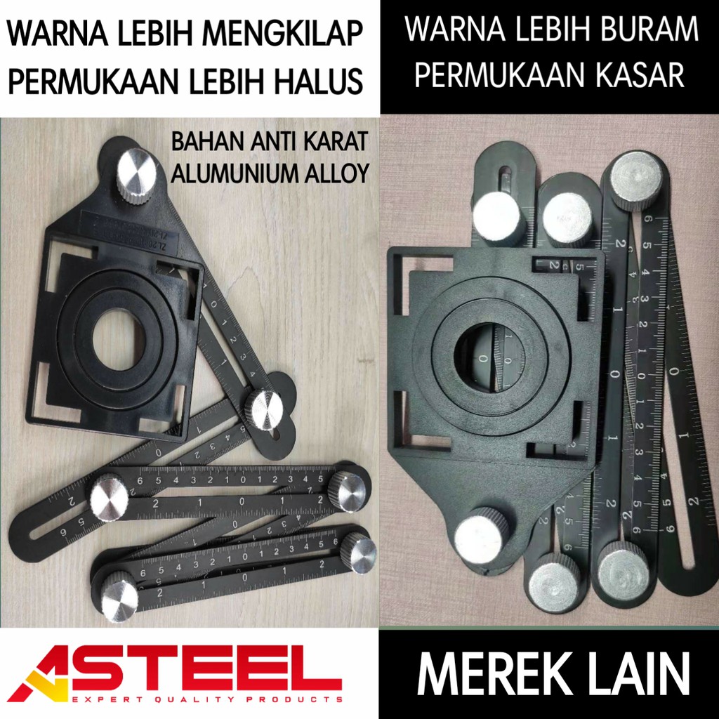 ASTEEL Penggaris keramik lipat 6 sudut siku anti karat multifungisi alumunium alloy best quality