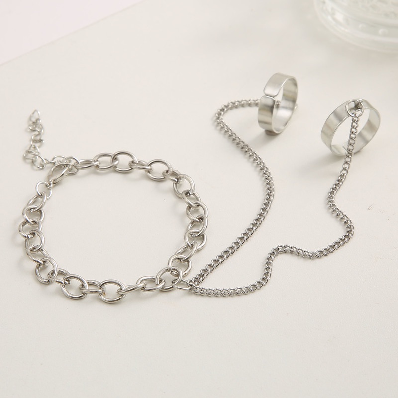 Gelang Tangan Rantai Adjustable Bahan Metal Warna Silver Untuk Wanita