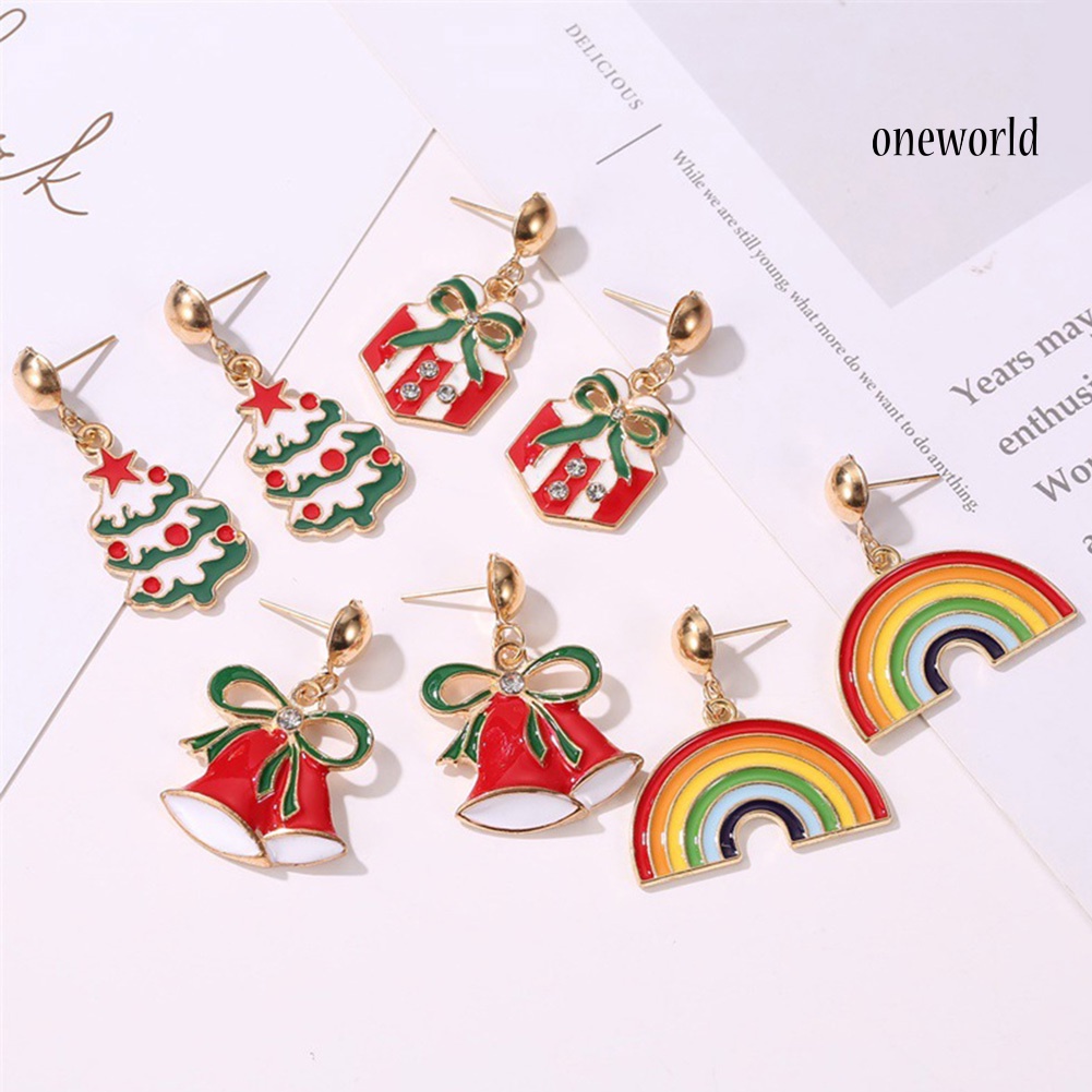 OW# Women Christmas Tree Snowflake Pumpkin Pendants Ear Stud Earrings Jewelry Gift