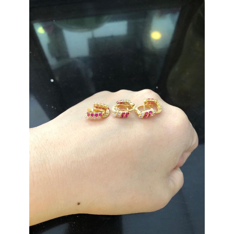 Anting klip pmt emas asli kadar 300