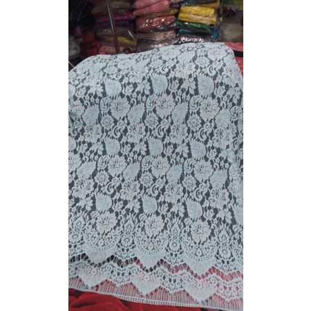 KAIN BAHAN PAKAIAN WANITA BROKAT BABY BLUE SEMI PRANCIS BAHAN KEBAYA RENDA WARNA BIRU KAIN PENGANTIN