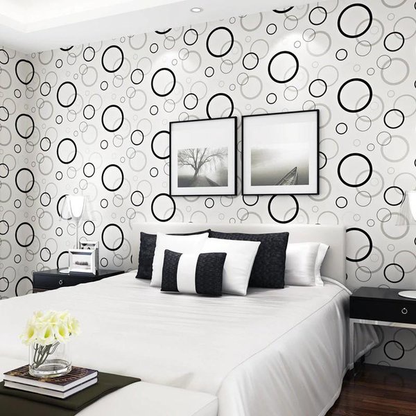 COD PROMO- PAKET Wallpaper Dinding 6ROLL Motif POLKADOT PUTIH Premium High Quality/Elegant/Modern Best Seller