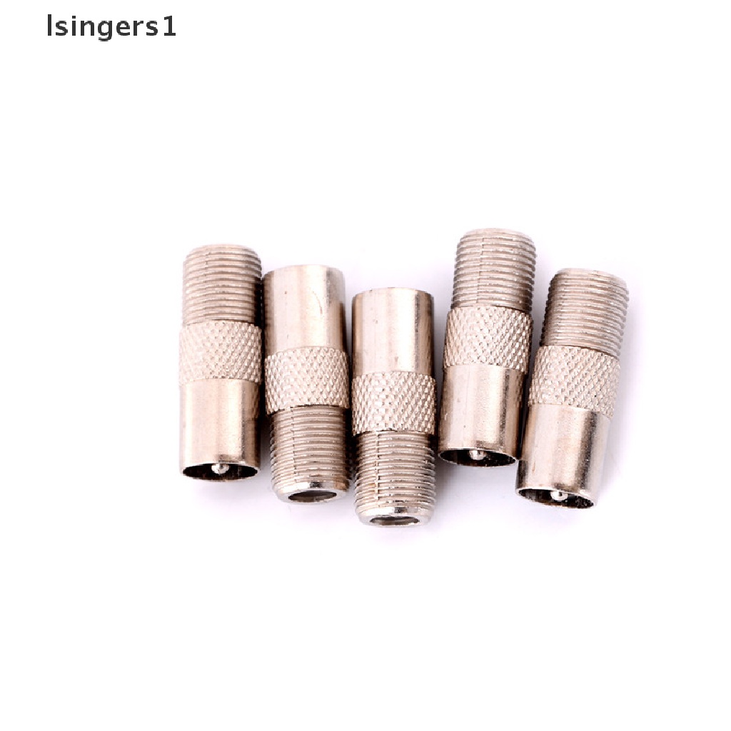 (lsingers1) 5pcs Adapter Konverter TV Tipe F Female Ke RF Coax Aerial Male