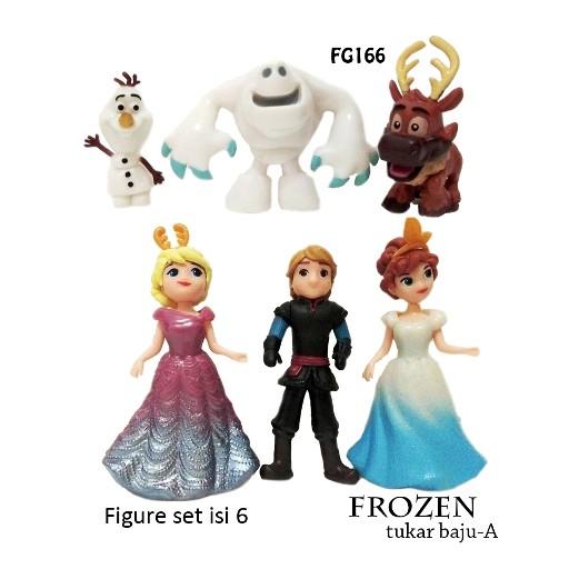 FG166 Pajangan Figure Set Frozen tukar baju A isi 6