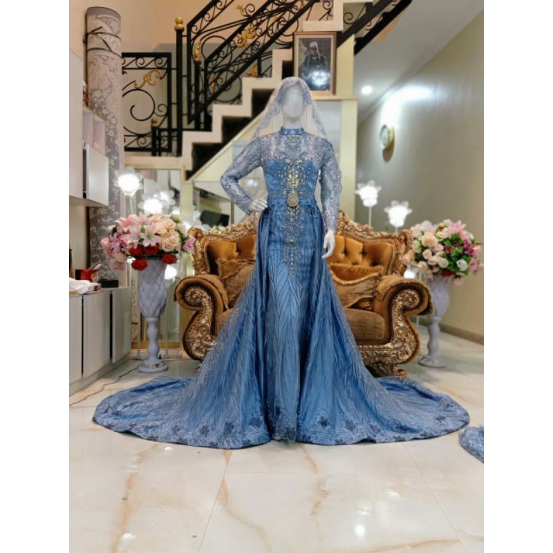 GAUN PENGANTIN SLIM BEREKOR MODERN //GAUN WEDDING MEWAH