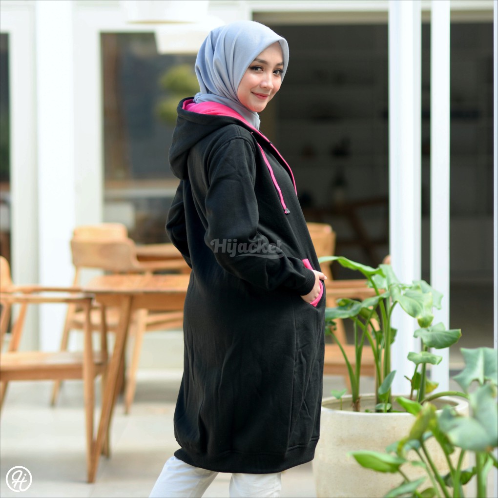 Jaket Tebal Wanita Hijab Hijacket Basic Sweater Hijaket Hoodie Original Model Polos Panjang-6