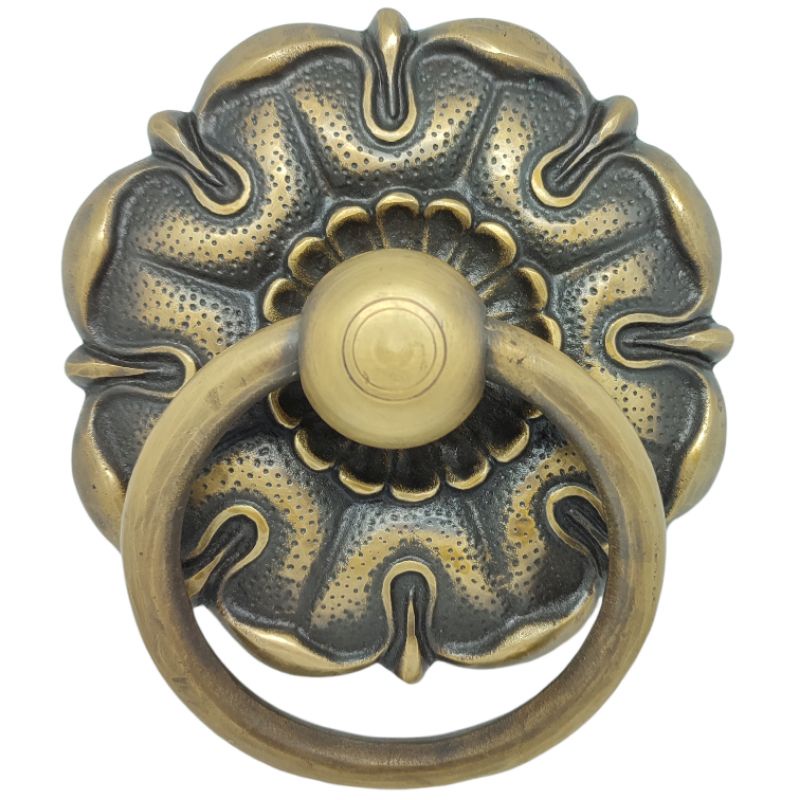 Handle pintu gebyok pintu jumbo ukir bunga kuningan