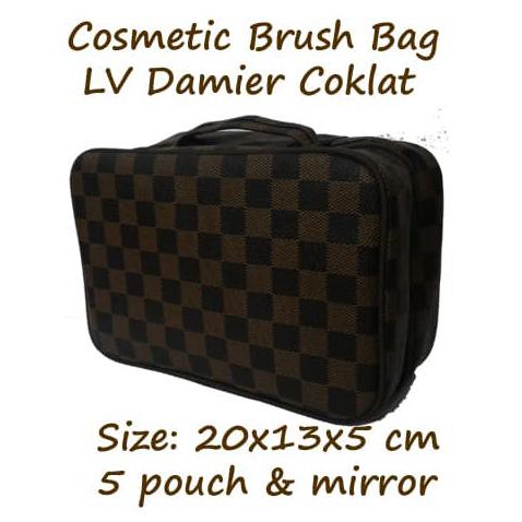 promo CBB LV Damier Coklat (Cosmetic Brush Bag) Tas Kosmetik Branded 5 pouch