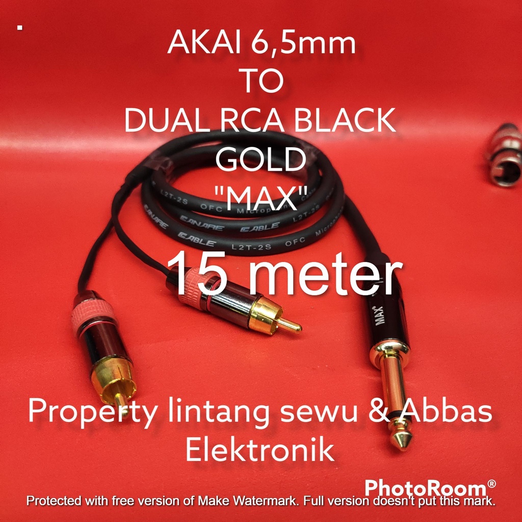 KABEL JEK AKAI 6,5MM MAX TO DUAL RCA BLACK GOLD 15 METER