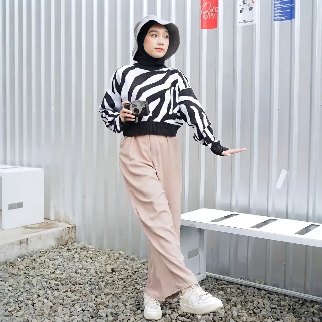 JAKET CARDY RAJUT Arabel Zebra Crope Cardigan Sweater HALUS TEBAL Oversize Cardygan Korean Style Imp