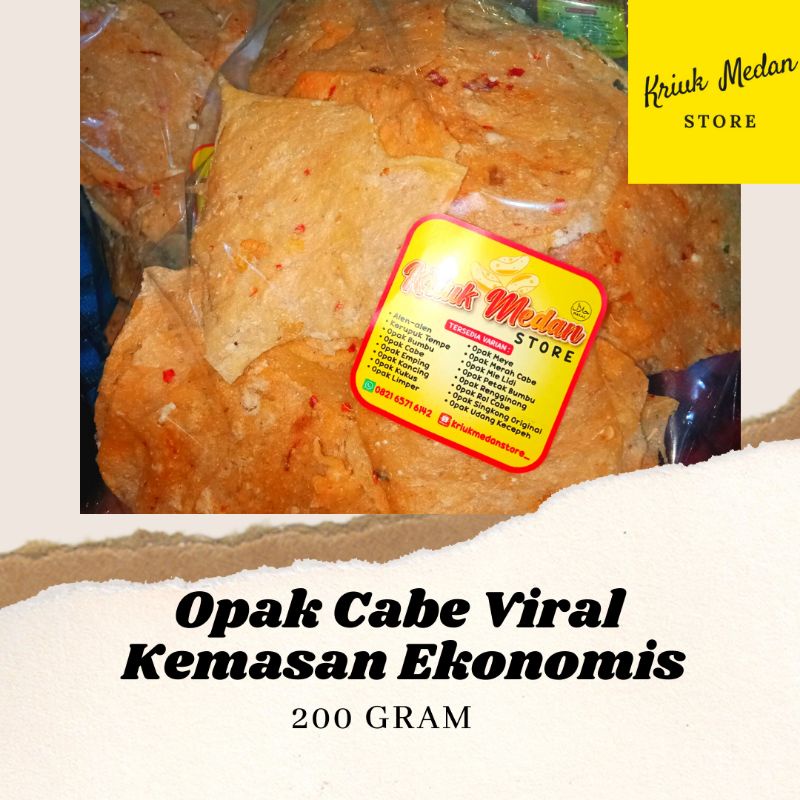 

COD - Opak Cabe Premium Kemasan Ekonomis / Opak Viral / Tipis dan Gurih Kemasan 200 Gram