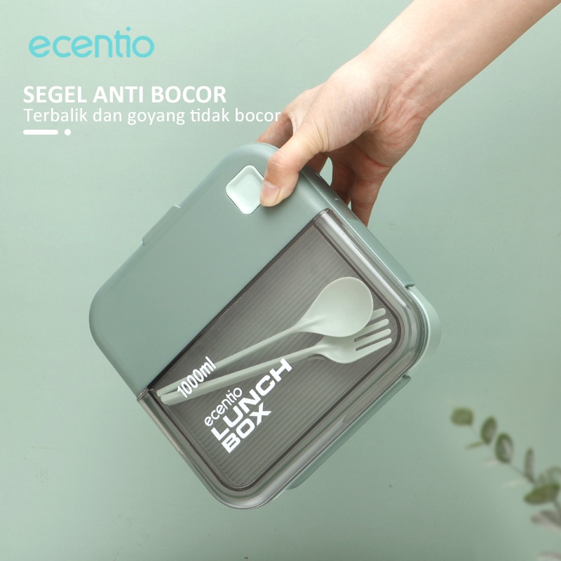 ecentio &amp; FOODI 1000ml tempat bekal  kotak makan 2 grid/Cangkir Tempat sup Bekal Anti Tumpah 500ml