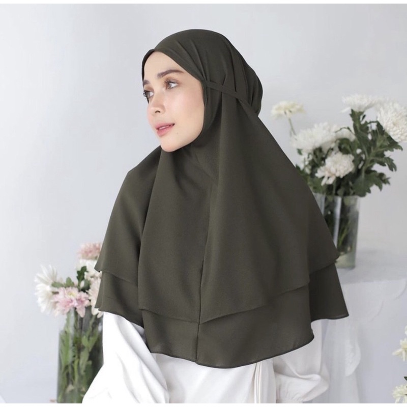 KHIMAR BERGO 2 LAYER | BERGO TALI | HIJAB INSTAN