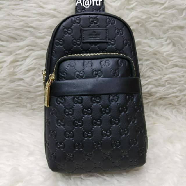 TAS BODY BAG KULIT GUCCII/TAS SLINGBAG PRIA KULI ASLI